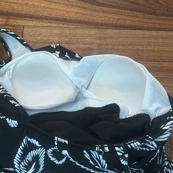 Swim solutions floral one piece swimwear bathing suit black white tropical‎ - Picture 7 of 9